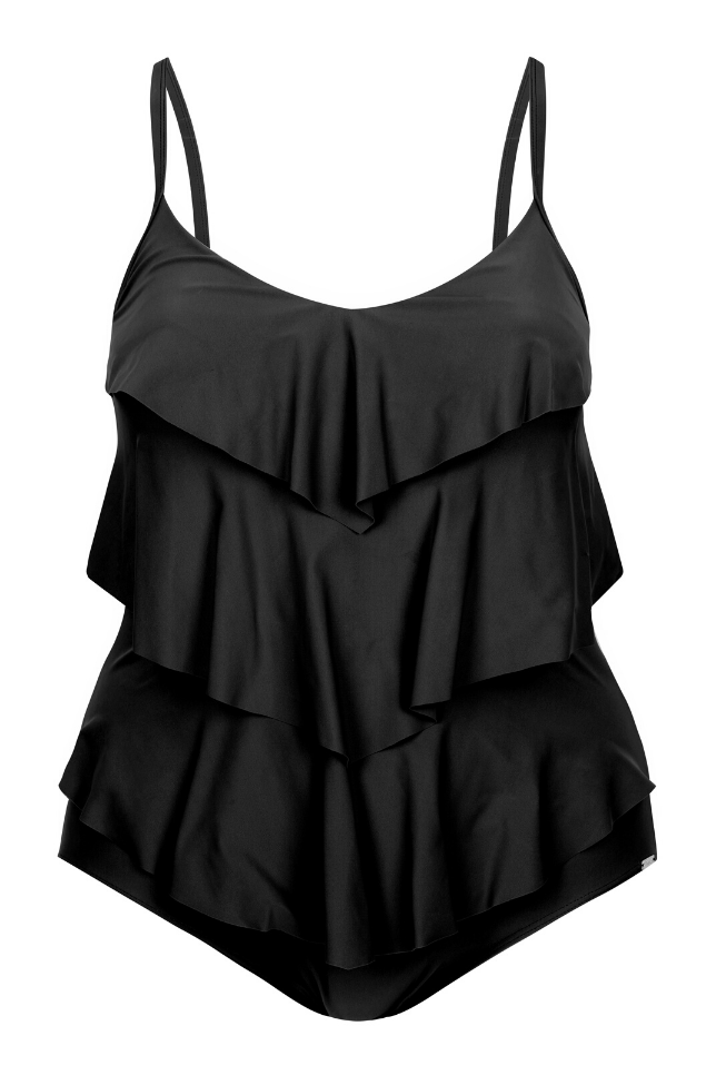 Capriosca 3 Tier One Piece - Black-Splish Splash Swimwear-Splish Splash Swimwear