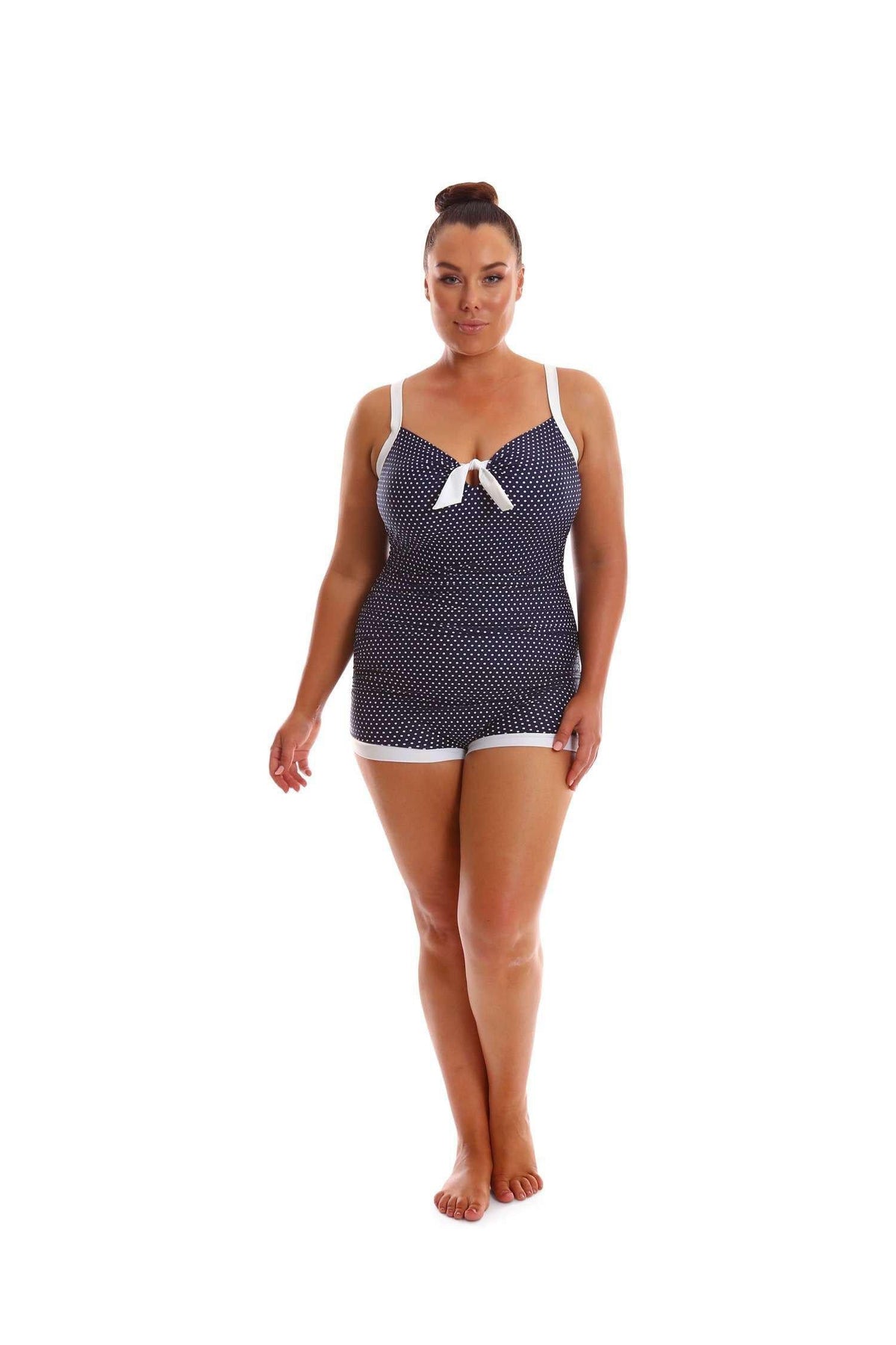 Capriosca Boyleg One Piece - Navy Dots-Splish Splash Swimwear-Splish Splash Swimwear