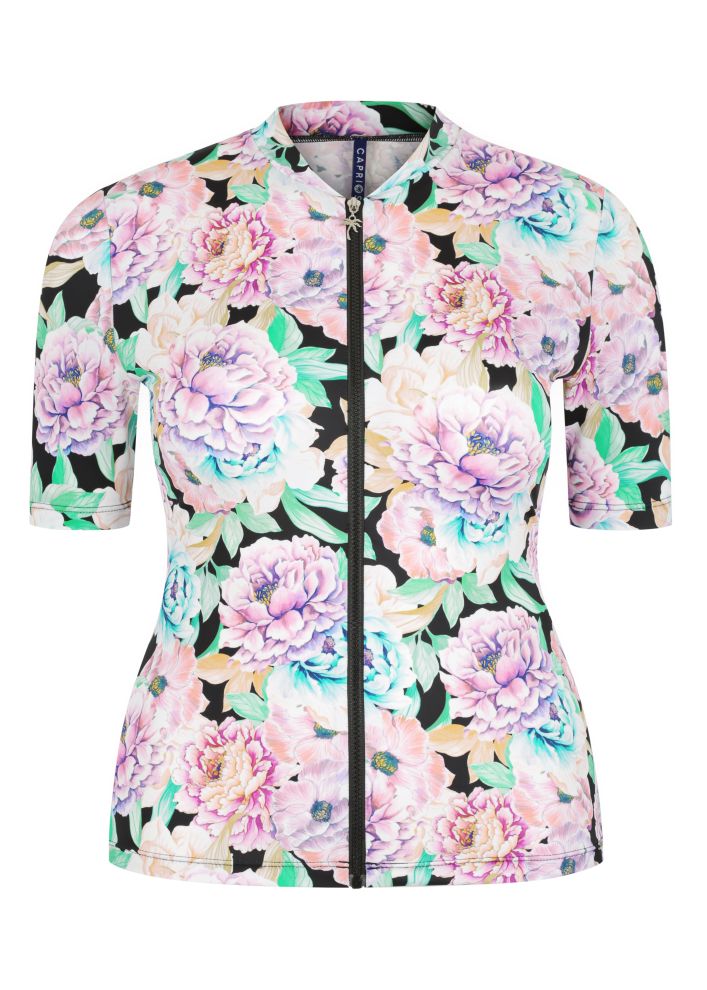 Capriosca Short Sleeve Rash Vest - Positano Black