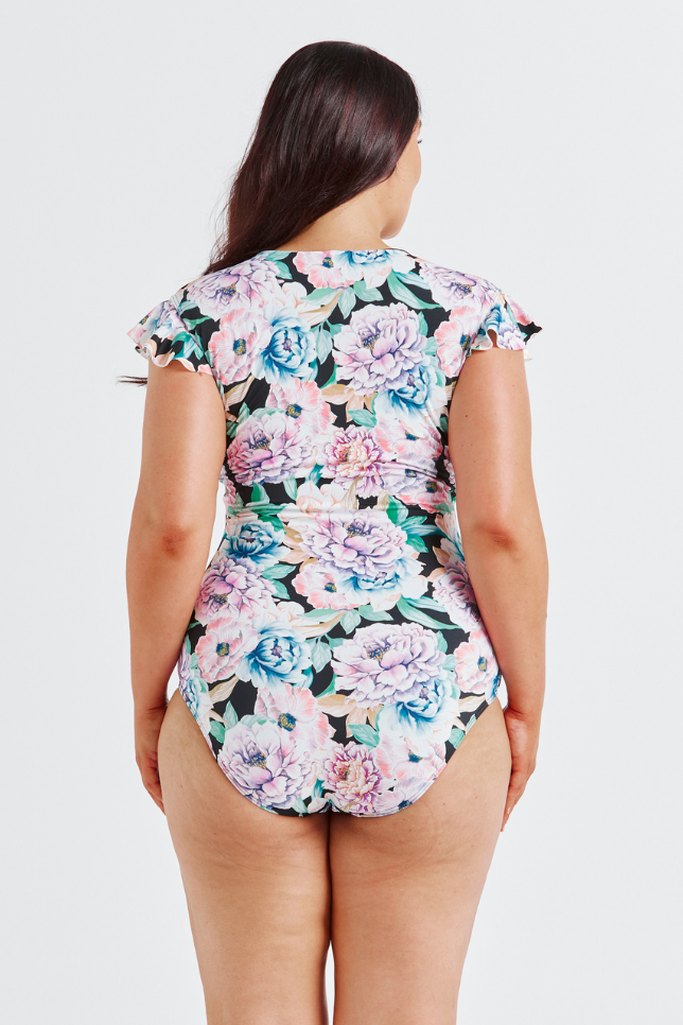 Capriosca Frill Sleeve One Piece - Positano Black