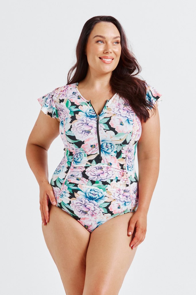 Capriosca Frill Sleeve One Piece - Positano Black