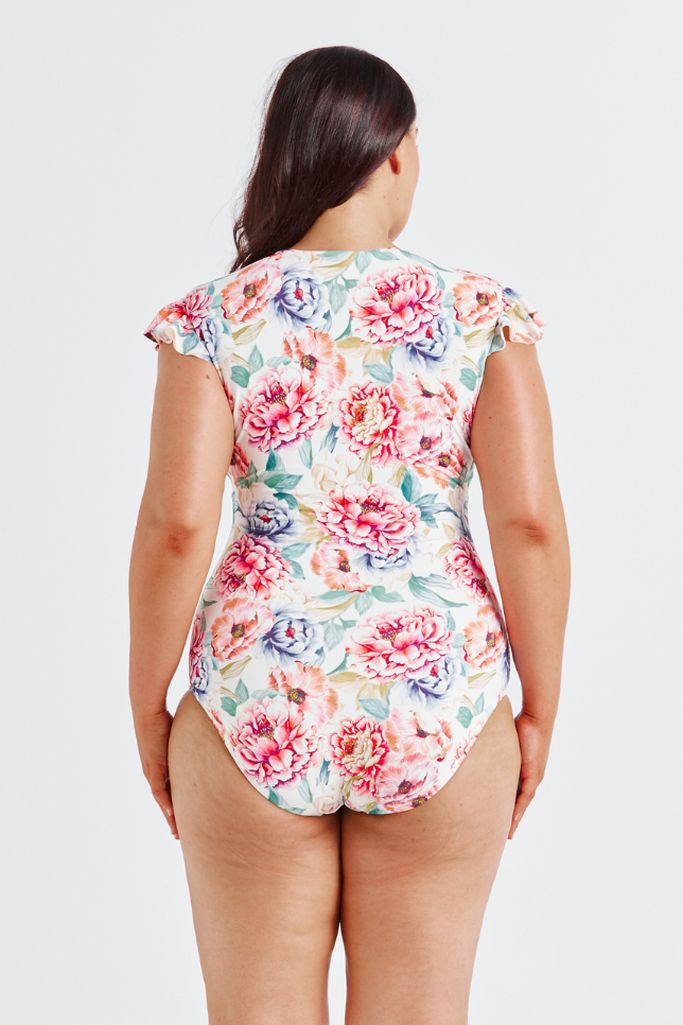 Capriosca Frill Sleeve One Piece - Positano White