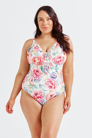 Capriosca Lace Up One Piece - Positano White