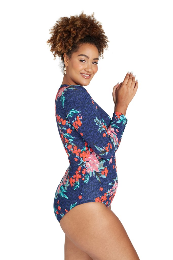 Genevieve Longsleeve Sunsuit with Mastectomy Pockets - Japanese Blossom