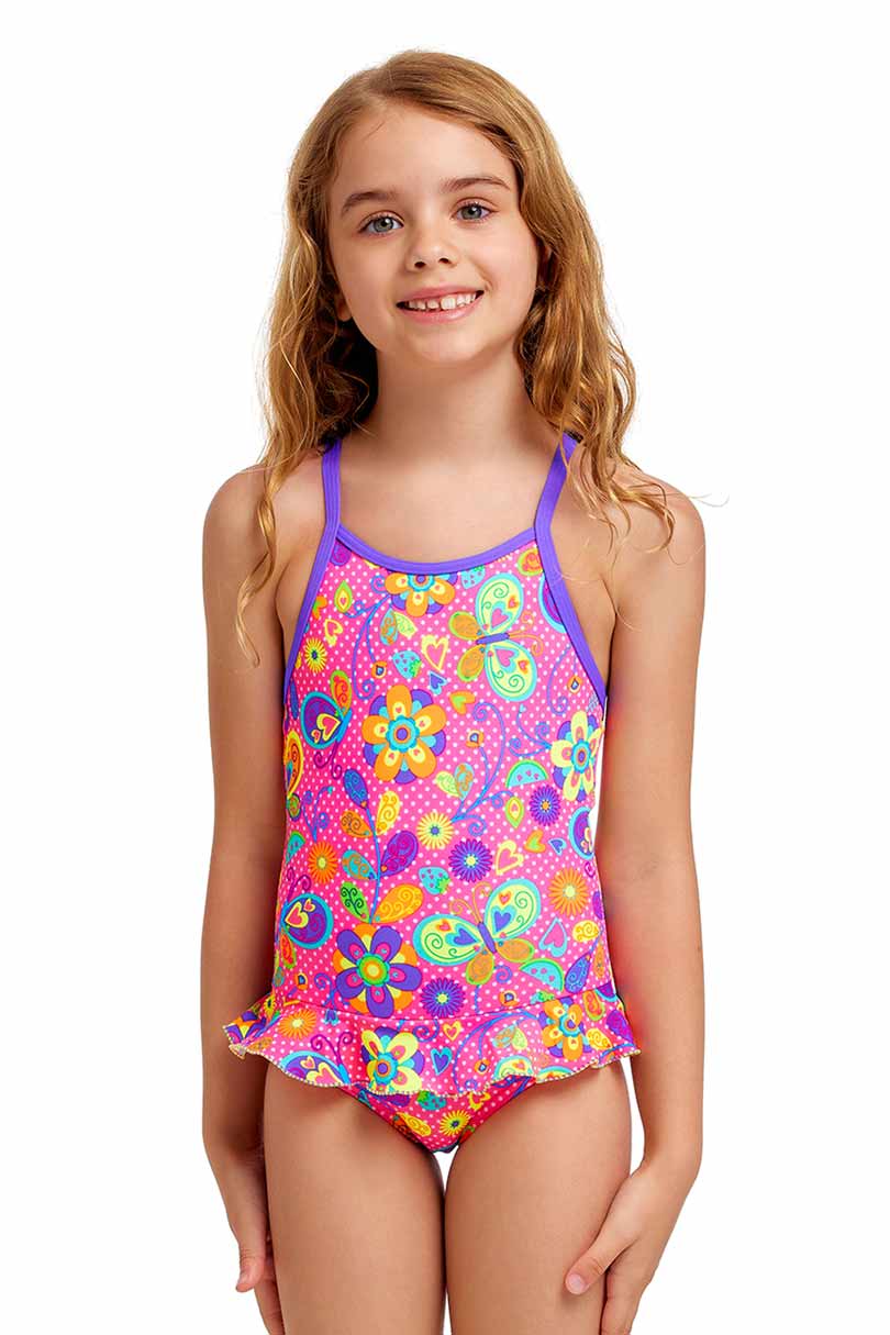 Funkita Toddler Girls Belted Frill One Piece - Flower Bed