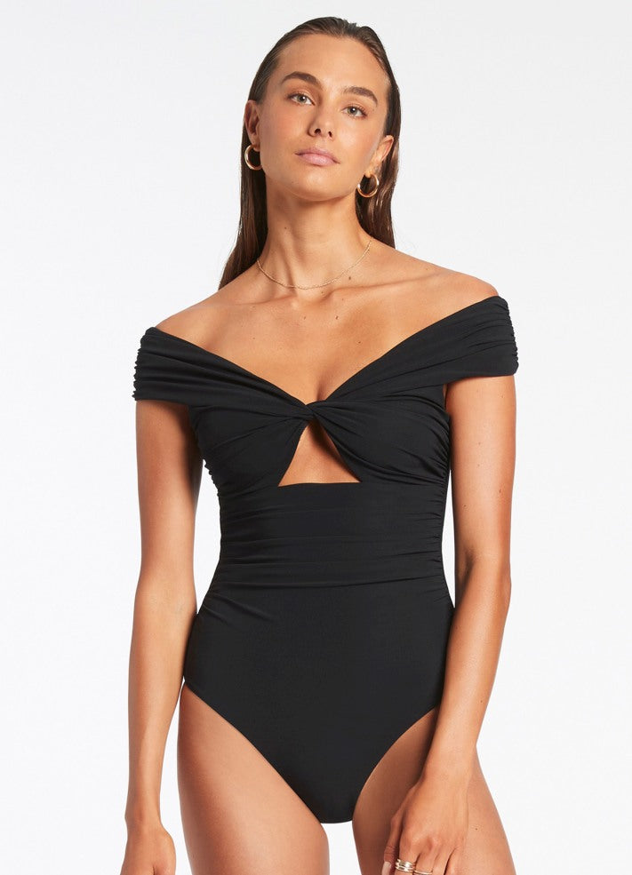 Off the shoulder online one piece bathing suit