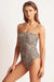 Monte & Lou Ruched Bandeau One Piece - Wisdom Leopard