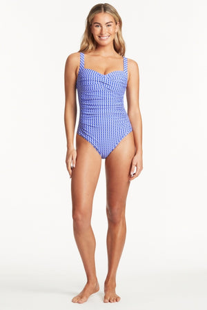 Sea Level Twist Front Multifit One Piece - Checkmate
