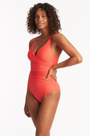 Sea Level Cross Front Multifit One Piece - Honeycomb