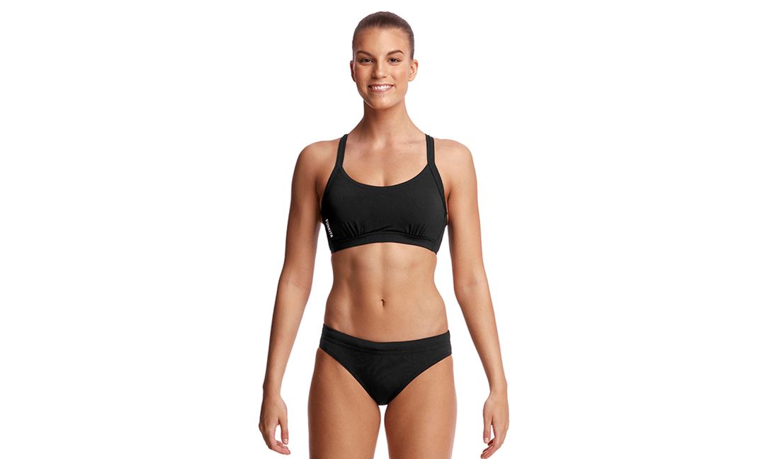 Funkita Ladies Hold Steady Crop Top - Still Black